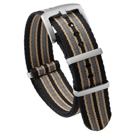 watchdives Nylon Watch Band 20mm 22mm Multicolor Replacement Watch Straps for Men Women (A25 Black Yellow Gray, 20mm)