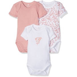 NAME IT Baby-Mädchen NBFBODY 3P SS NOOS Body, Mehrfarbig (Rose Tan), 50 (3er Pack)