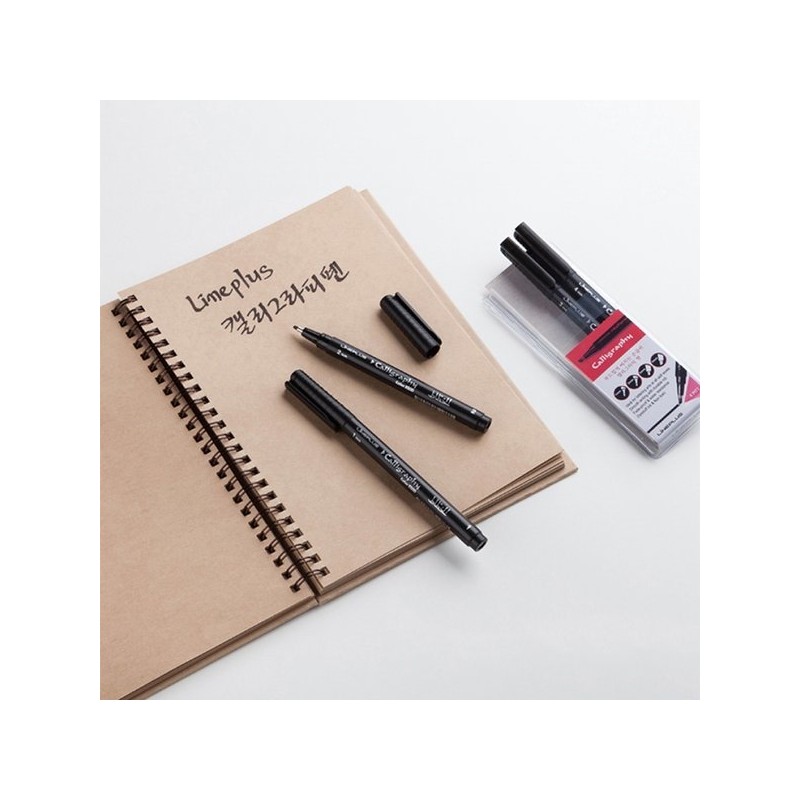 Line Plus 4000 Calligraphy Pen Set (4 Types) Handwriting Practice