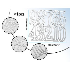Lhbwhiz Number Cutting Stencil, Metal Cutting Dies, Cutting Stencils, Number Cutting Stencil, Embossing Stencils, Number Cutting Dies,for DIY Cutting Invitation Cards, Paper (Silver, 13.5 x 11.5 cm)