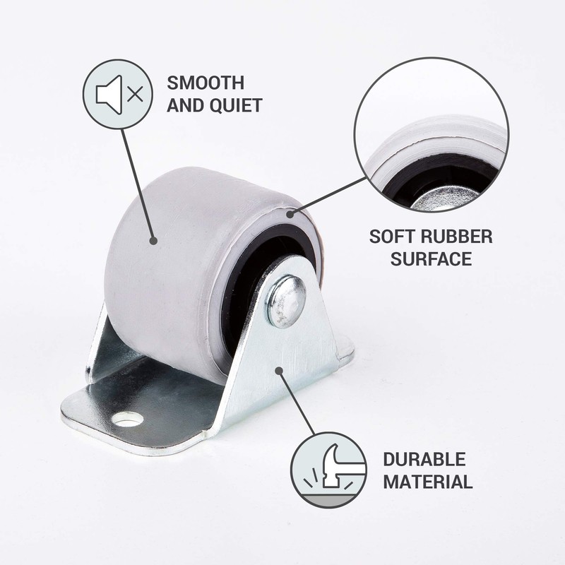 (Pack of 8) 30 mm Rubber Wheel Plastic Twin Castors