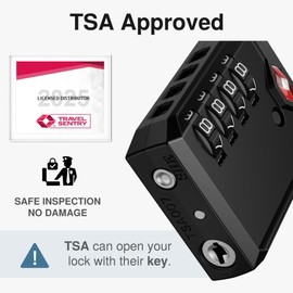 Puroma TSA Approved Locks for Luggage, 4-Digit Combination Cable Travel Lock Zinc Alloy for Suitcases, Bags, Toolboxes, Backpacks & Gym Lockers (Black)