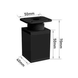 Rusoz Furniture Feet Adjustable Black Pack of 4 Feet for Furniture Small Table Legs 5 cm Height Square Made of Aluminium Alloy Height Adjustable from 0-20 mm with Stainless Steel Screws