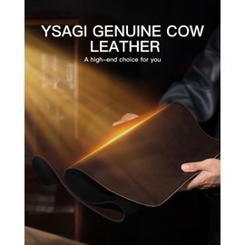 YSAGi Genuine Leather Desk Mat, 31.5"x15.8" Office Desk Pad, Thick Premium Table Pad with Stitched Line, Non-Slip Laptop Writing Pad with Rubber Base (Dark Brown, 31.5"x15.8")