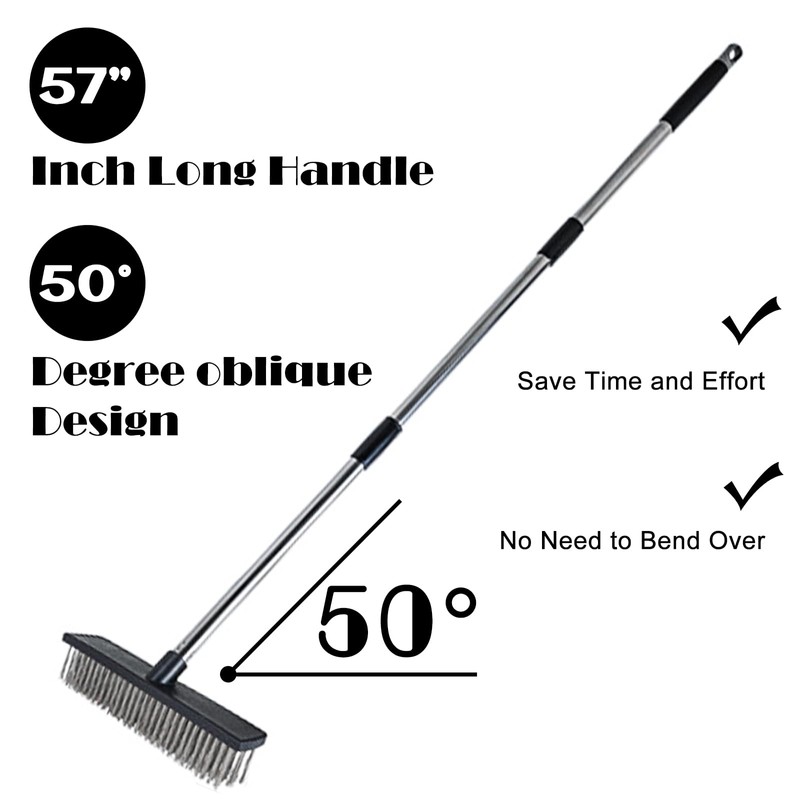 Heavy Duty Wire Push Broom Brush, 15.7" Stainless Steel Bristle