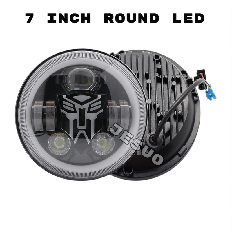 JESUO PAIR 7" inch Round LED Headlights High/Low Beam For