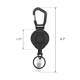2Pack Heavy Duty Retractable Keychains with Carabiner Clip, Badge HolderReel With 27.5 Inches Telescopic Wire Ropeand Key Ring.