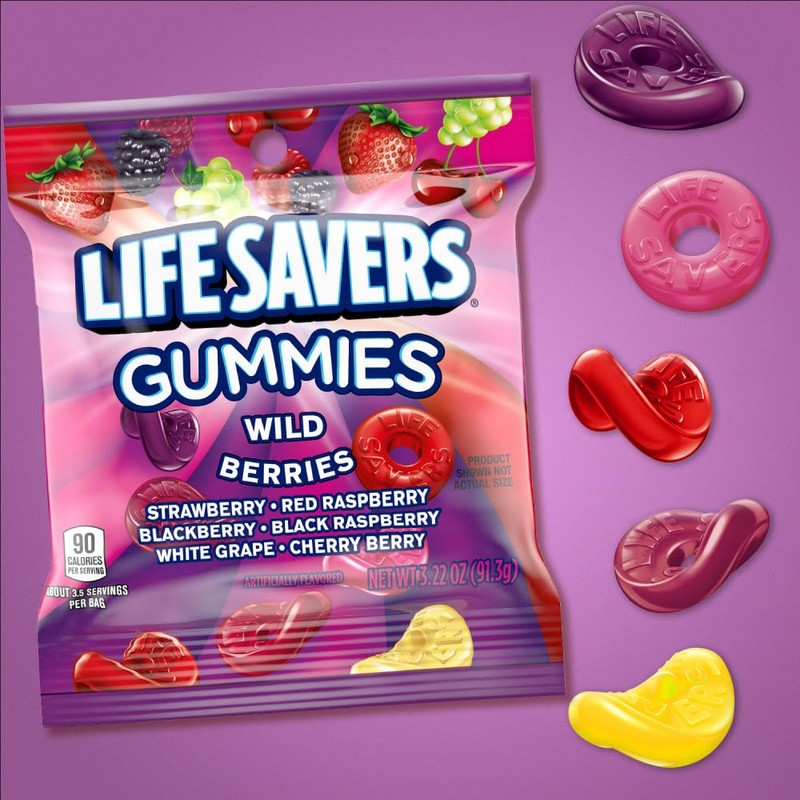 LIFE SAVERS Wild Berries Gummy Candy, 3.22 oz Bags (Pack