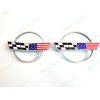 AUTO 2PC Chrome Front & Rear Gas Lid Blue Cross