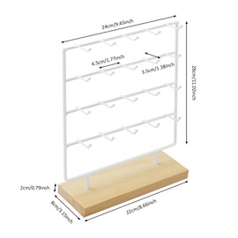 shidaishiye Earring Display Stand for Selling, Wood Earring Rack Tower Display Holder Stand with Card (4 Tier,20 Hooks, White)