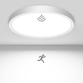 slochi Motion Sensor Ceiling Light Wired, 7 Inch 5000K Closet Lights Motion Sensor, 15W 1500LM Motion Activated Ceiling Light Fixture with Timer for Pantry Hallway Stairwell Porch, White 1 Pack