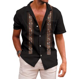 KYKU Mexican Guayabera Shirts for Men Summer Button Down Shirt, Traditional, 3XL