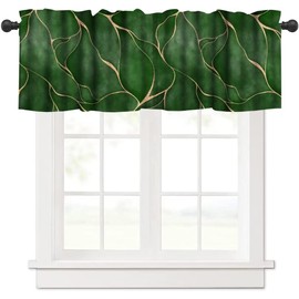 DDCBNS Marble Texture Curtains Valance,Modern Green Abstract Luxury Art Rod Pocket Window Treatments for Living Room Bedroom Kitchen Bathroom Café,1 Panel,54" x 18"