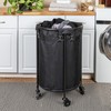 Household Essentials Round Laundry Hamper, Metal Frame with Wheels, Heavy