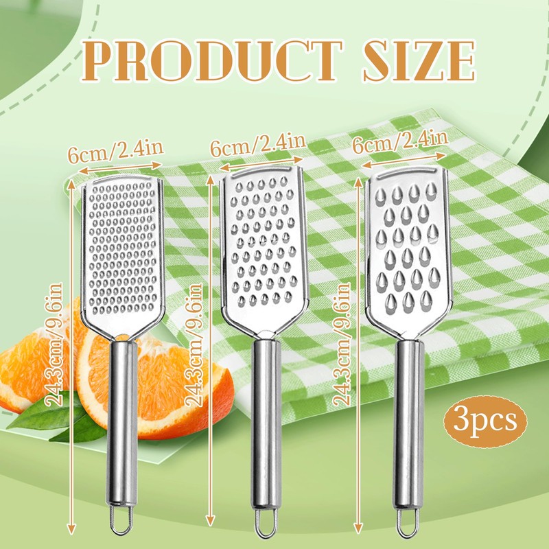 3 PCS Kleine Reibe Edelstahl Mini Reibe Klein 3 Verschiedene