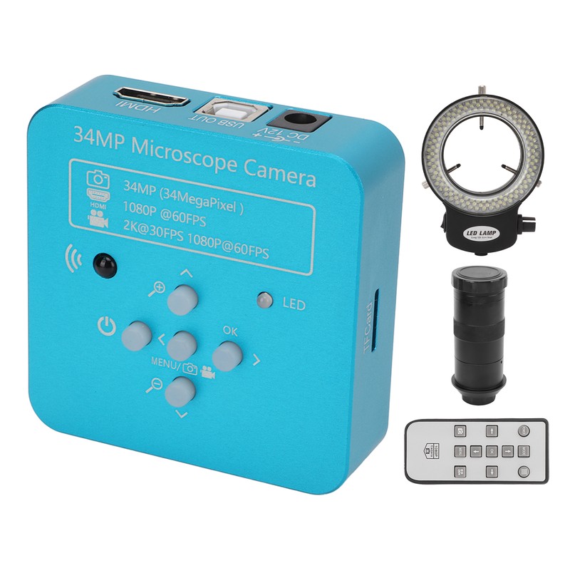 Microscope Camera 60FPS USB 34 Million PX 10‑130X Magnification with
