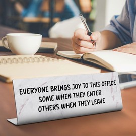 Everyone Brings Joy To This Office, Funny Office Gifts for Coworkers, Retirement Leaving Farewell Promotion Gifts for Work Bestie Employee Manager Friend, Desk Decorative Signs PlaquesVSU305