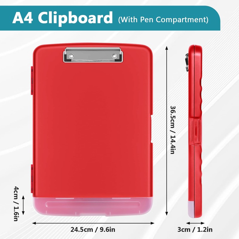 WENYA A4 Clipboard with Storage, Plastic A4 Clipboard Folder Storage