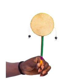 Handcrafted In Ghana Shake Rattle Hand Bell Drum African Kente Fabric Covered Traditional Percussion Musical Instrument (10.5 inches)