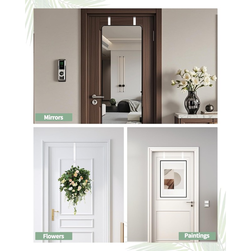 OXDFK 4 PCS Over The Door Mirror Hanger, Adjustable Door