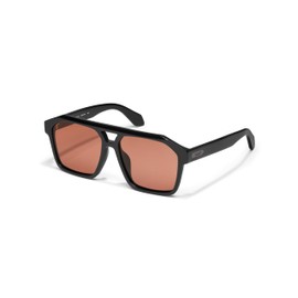 Quay Soundcheck Aviator Sunglasses, Black/Apricot Polarized, One Size