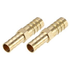 X AUTOHAUX Straight Hose Barb Straight Barb Tube Pipe Fitting Brass Hose Fitting Connector 10mm to 8mm 2pcs