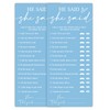 MXLINSW Minimalist Blue Wedding Shower Games Cards, He Said She