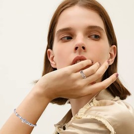 QKEPCY Anxiety Ring 925 Sterling Silver and Anxiety Spinning Bracelets Fidget Rings with Beads Band Ring Fidget Rings for Thin Stackable Rings Anti Stress Ring for Women Men Daughter, Sterling Silver