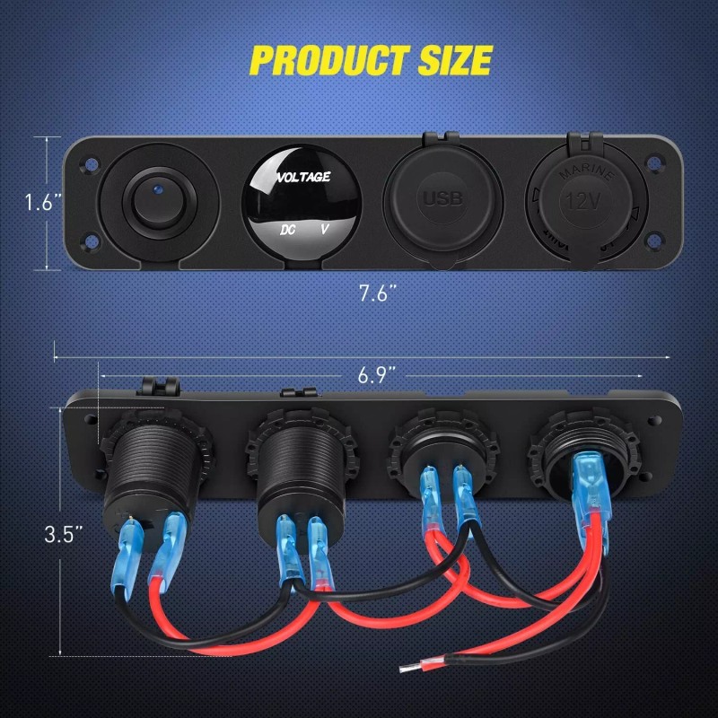 Nilight 4 in 1 ON/Off Charger Socket Panel PD Type
