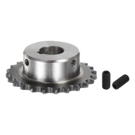 QUARKZMAN ISO/DIN 06B-1 Roller Sprocket B Type, 20 mm Bore, 3/8 Inch Pitch A3 Steel Single Strand Roller Sprocket Hardened, 24 Teeth