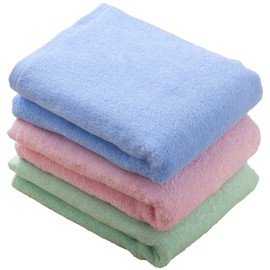 kosugizen Bath Towels, 3 Colors, 19.7 x 39.4 inches (50 x 100 cm), Value Colors, Mini Size Bath Towels (Pink, Blue, Green), Pack of 3