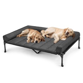 Veehoo Veehoo Cooling Elevated Dog Bed Add Removable Waterproof Bolster Cushion Mat, Raised Pet Cot with Breathable Teslin Mesh, No-Slip Feet, Dog Sofa Bed for Indoor Outdoor, XXLarge, Black CWC2331B