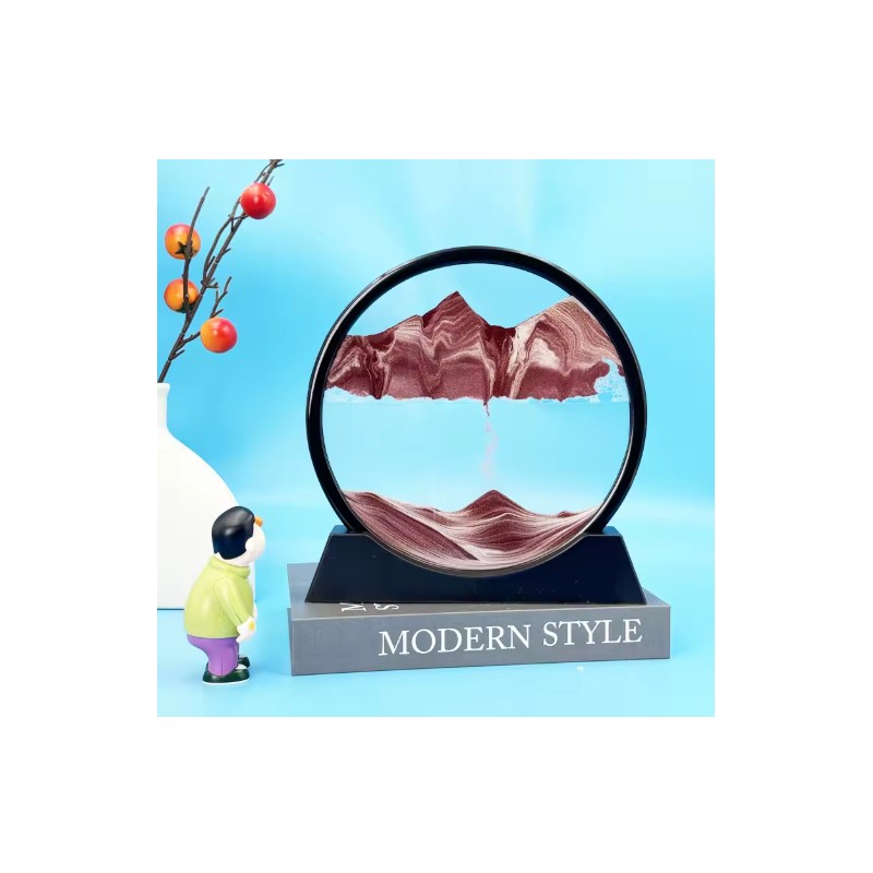 Flowing Sand Art Decor for Desks – Rotating Hourglass Landscape