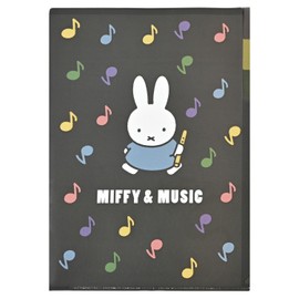 Kutsuwa MF923B Miffy Clear Holder, A4, 3 Pockets, Miffy & Music Note