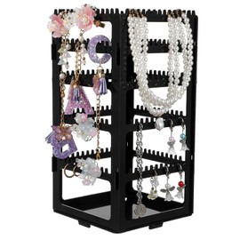 AOKWAWALIY Rotating Jewelry Display Stand 5 Tiers Acrylic Necklace Holder Black Bracelet Hanging Organizer Jewelry Earring Storage Large Capacity Jewelry Rack for Malls Counter Dressing Table