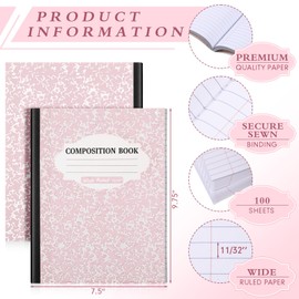 Colarr 8 Pack Composition Notebook 9.75 x 7.5 Inch Wide Ruled Marble Paper Composition Books Assorted Fun Colors Office School Notebook, Hard Cover, Sturdy Sewn Binding (Pastel Color)