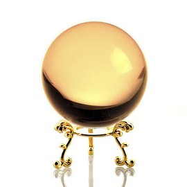 Amlong Crystal Yellow Crystal Ball 60mm (2.3 inch) Including Golden Flower Stand and Gift Package