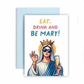 Huxters Funny Religious Birthday Card for Her Women Virgin Mary Being Merry It’s All about you - Mum Auntie Friend Sister Niece Mum Auntie Friend Sister Niece (Eat be Mary)