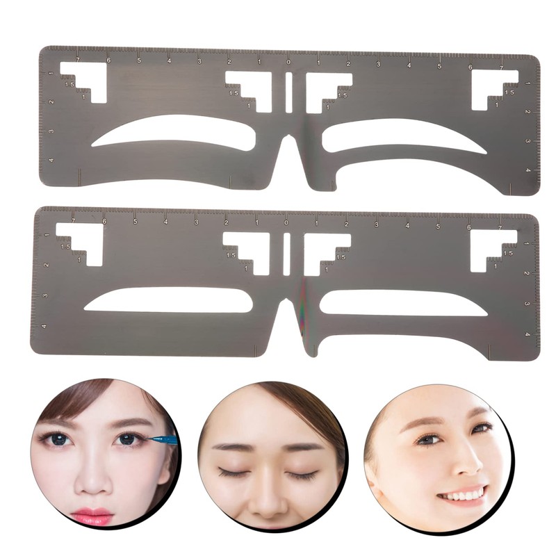 FRCOLOR 3sets Brow Ruler Stencil Kit Eyebrow Guide Template Ruler