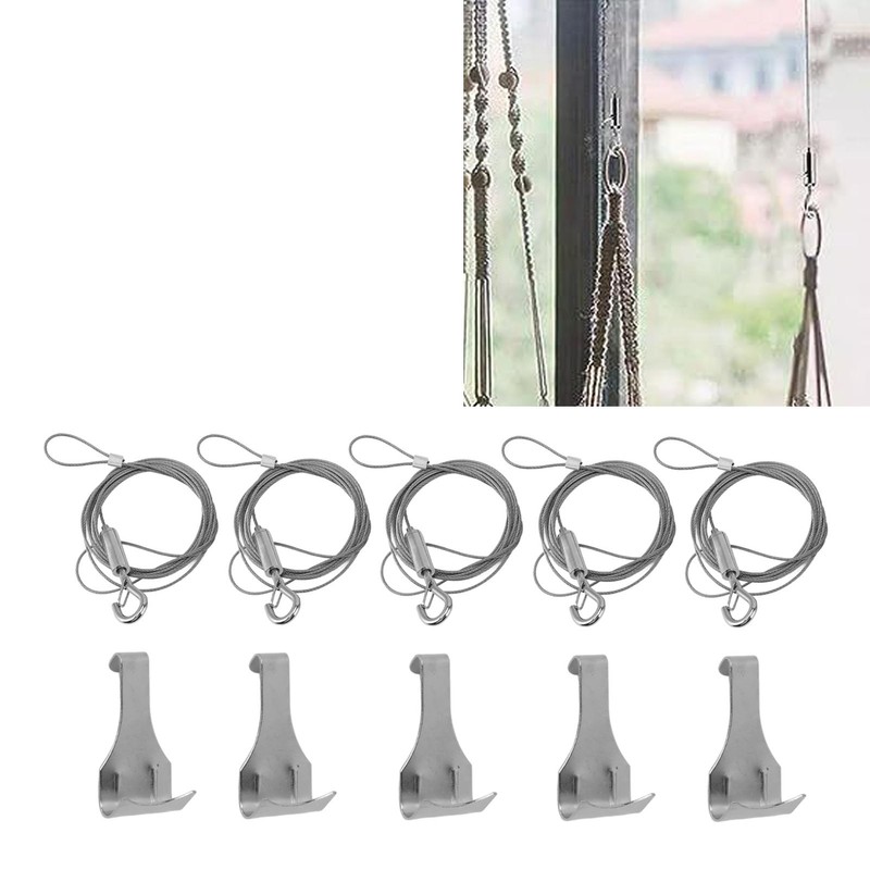 5Pcs Adjustable Picture Hanging Wire Kit Stainless Steel Heavy Duty