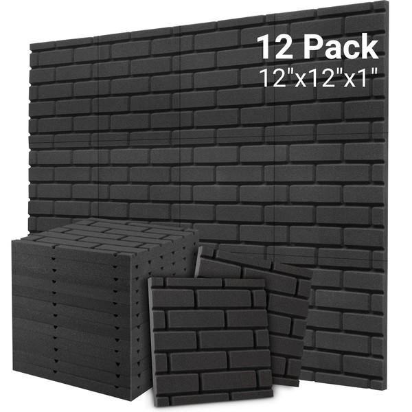 Topnaca Sound Proofing Panels, Brick Shaped Soundproofing Foam Panels, 12