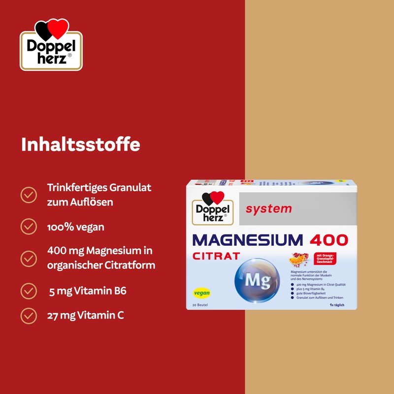 Doppelherz System Magnesium 400 Citrate - Magnesium as a Contribution