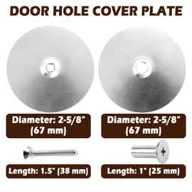 Door Hole Cover Plate, Deadbolt Cover Plate, Door Knob Hole Cover with 1 Inch and 1.5 Inch Connecting Screws, 2-5/8" Diameter, Repair Locks and Doors Hole for Home Security (Silver)