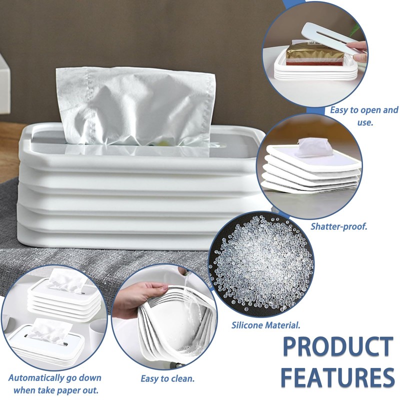 Realand Silicone Foldable Tissue Box Cover- Cute Tissue Box Holder