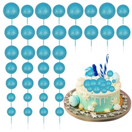 30 bolas de purpurina para decoración de tartas, decoración de tartas, decoración de cupcakes, para fiesta de cumpleaños, baby shower, boda, decoración de tartas, color azul