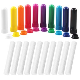 Pack of 10 Scented Pens for Essential Oils, Nose Inhaler Pen, Smelling Sticks with Wick, Refillable Inhaler Stick for Aroma Therapy, Can Relieve Anxiety, Help Sleep (10 Colours)