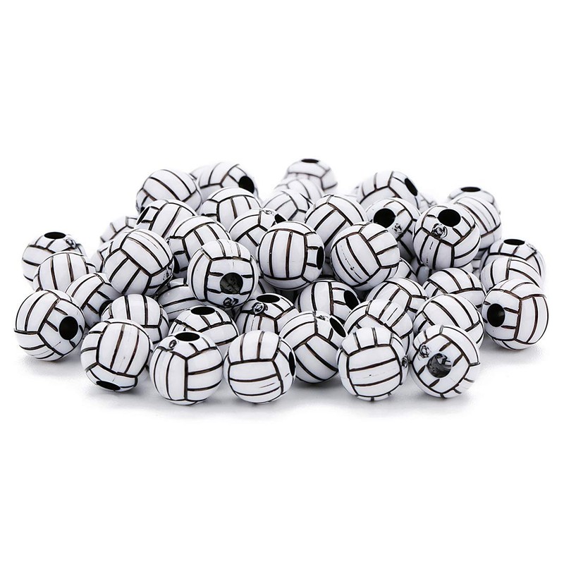 Rgontar 100 Pcs Volleyball Beads 12mm Sports Pony Beads