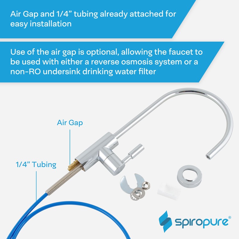 SpiroPure NSF-Certified Lead-Free Air Gap RO Faucet, Polished Chrome, Reverse