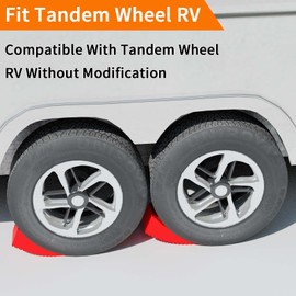 OULEME RV Leveling Blocks, Camper Leveler System 2 Packs for Dual Axle Tandem Wheel Travel Trailer, Include 2 Curved Leveler Ramp, 2 Chock, 2 Rubber Mat, 1 T Bubble Level, 1 Carry Bag