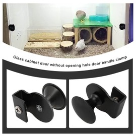 LT Easiyl 4Pcs Glass Door Handle Zinc Alloy Non Drilling Glass Display Cabinet Clamp Handle for 5-8mm Thickness Showcase Glass Cabinets Kitchen Bathroom Handle Black